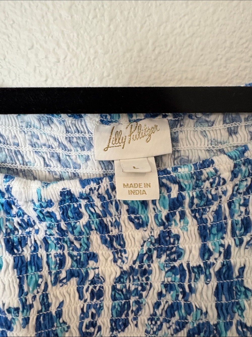 Lilly Pulitzer White Dress with Blue Floral Smocked Bodice - Picture 2 of 3